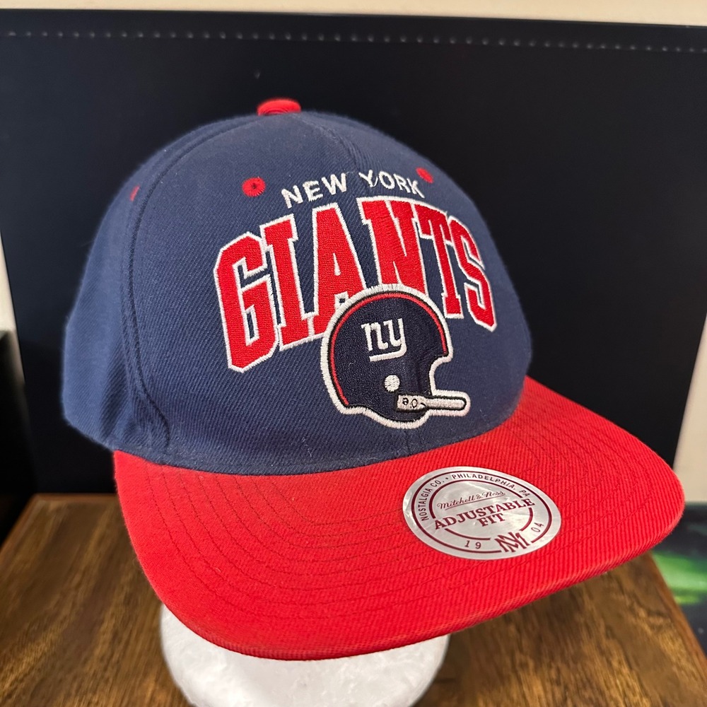 Mitchell & Ness New York Giants NFL Vintage Snapback Hat Navy Red Blue Adj.